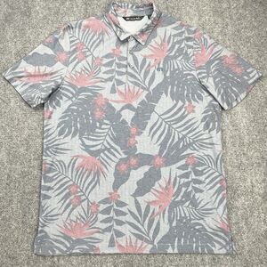 Travis Mathew Golf Polo Shirt Mens XL Gray Fern Leaf Pima Cotton Blend 1MS080